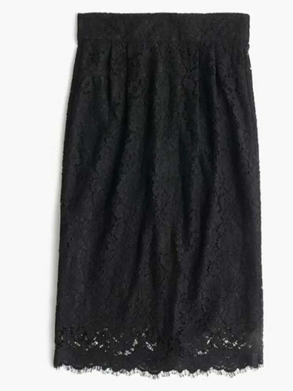 J. Crew midi Pintucked Pencil Skirt 6 black lace